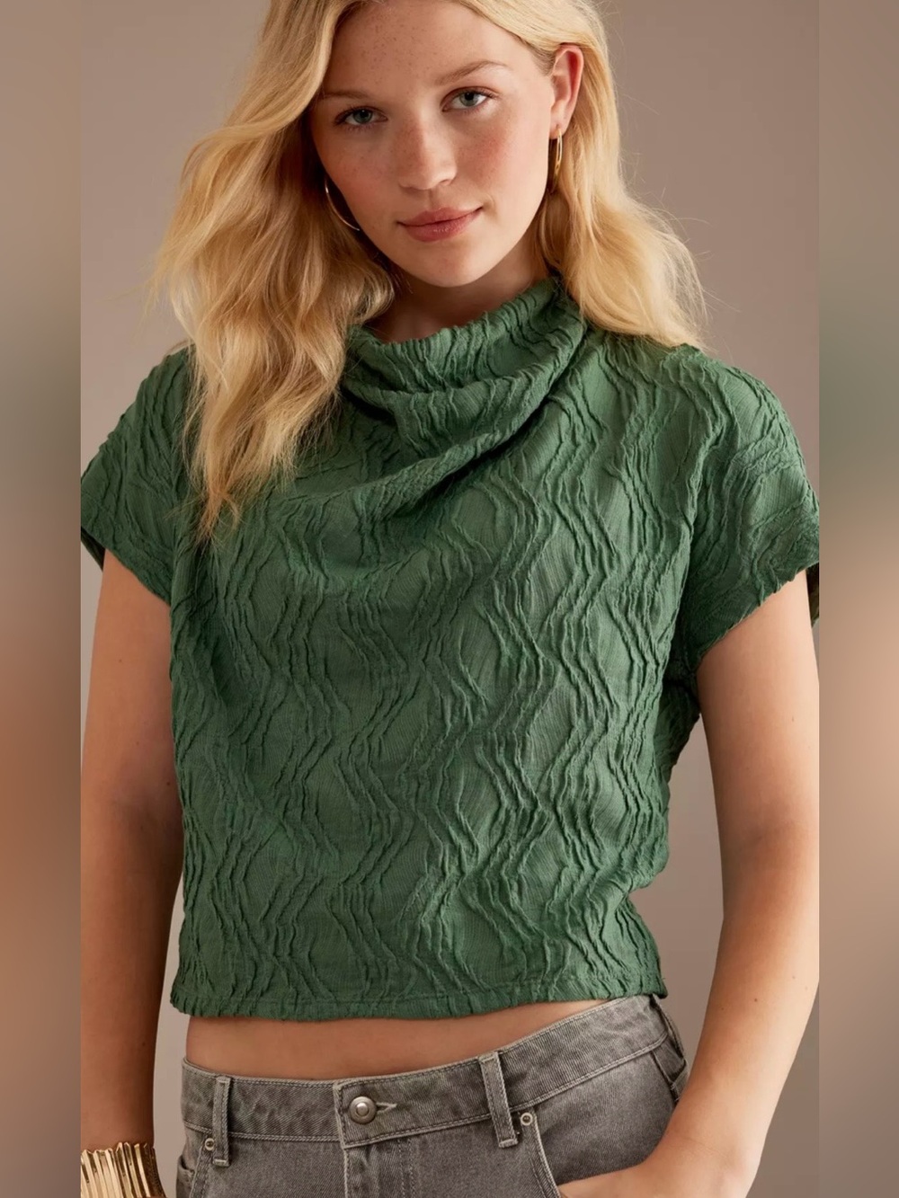 Anthropologie Textured Funnel-Neck Top - Picture 2 of 5